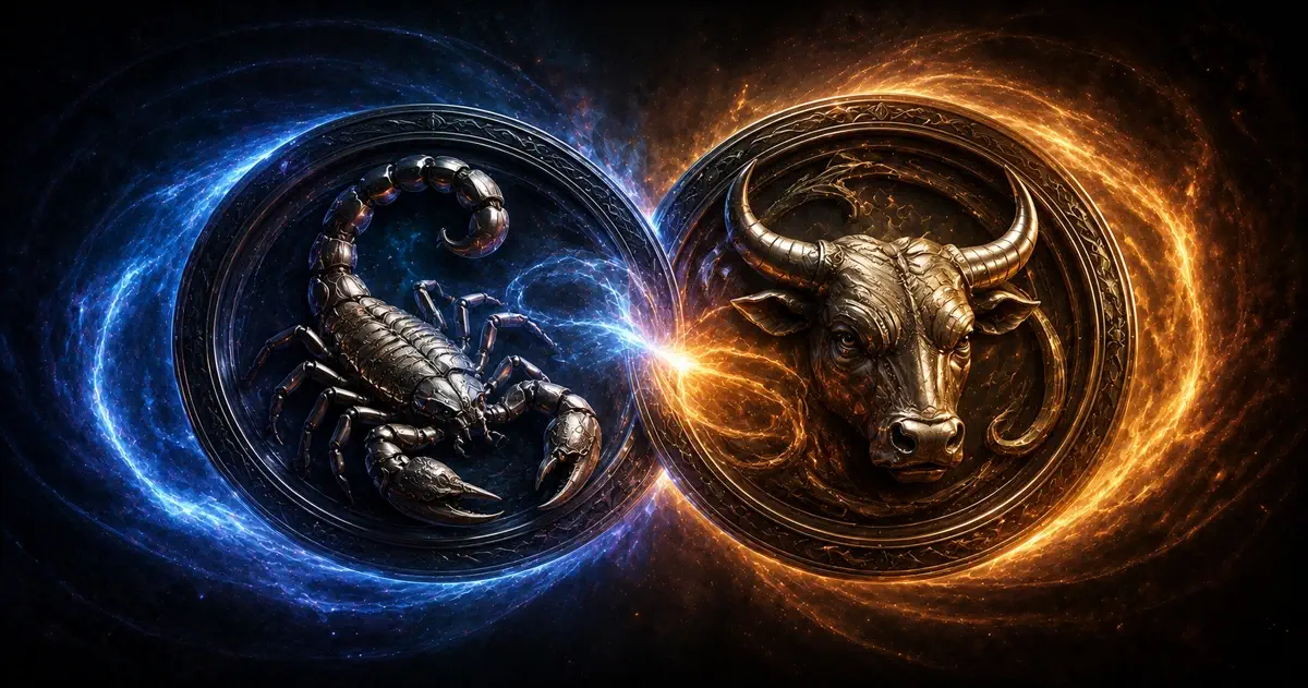 Deux roues zodiacales imbriquées avec une énergie magnétique entre les paires de signes